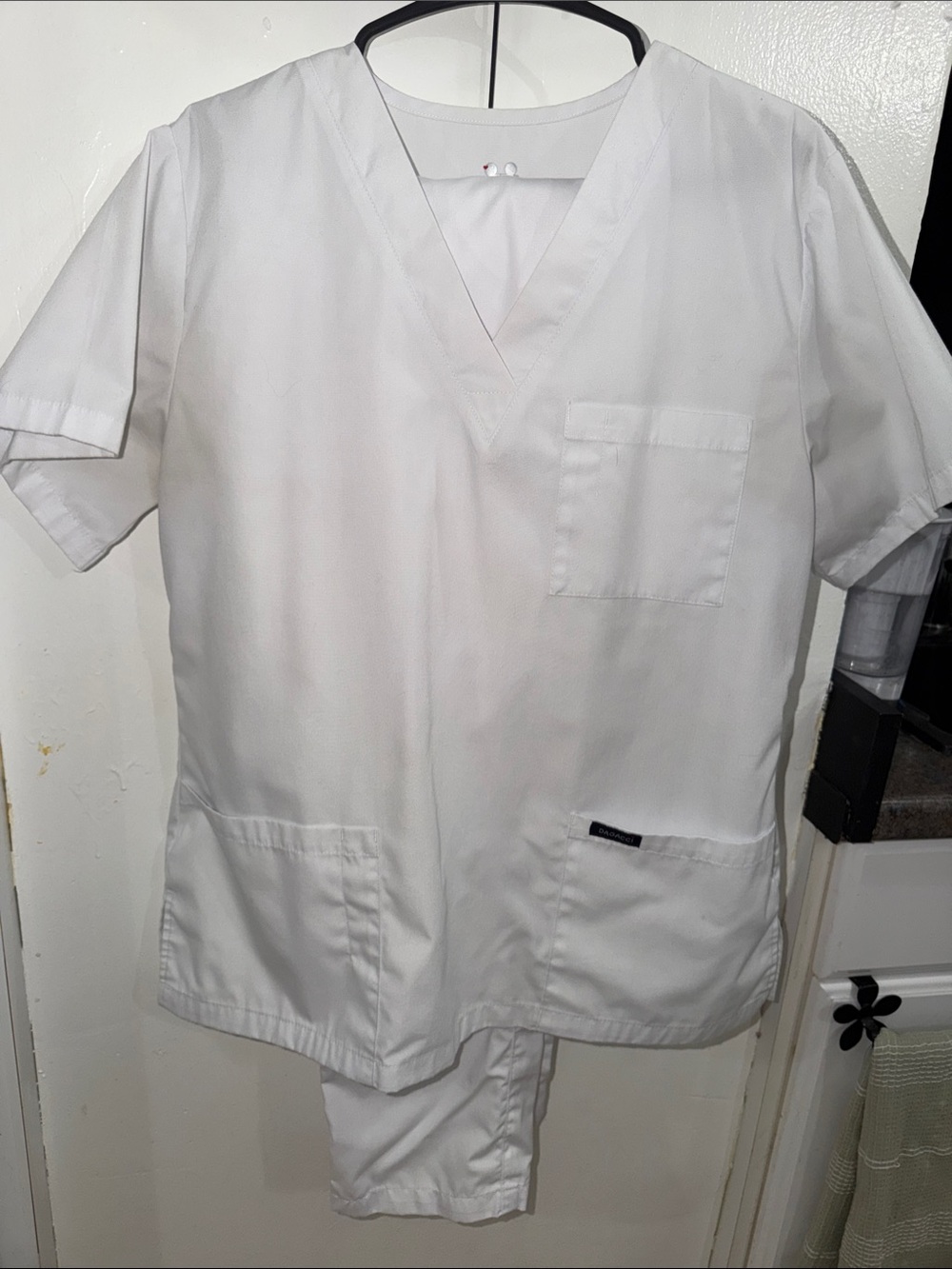 Unbranded Women's White V-Neck Medical Scrub Top